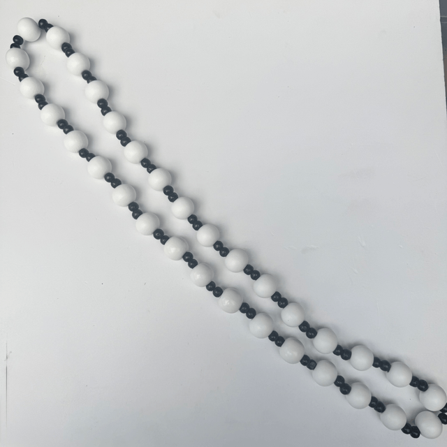 20mm Wooden Beaded Chain - White with black detail