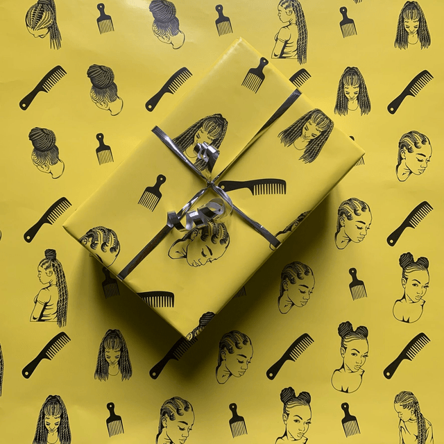Black Girl Braids Wrapping Paper V2 - Gift Wrap