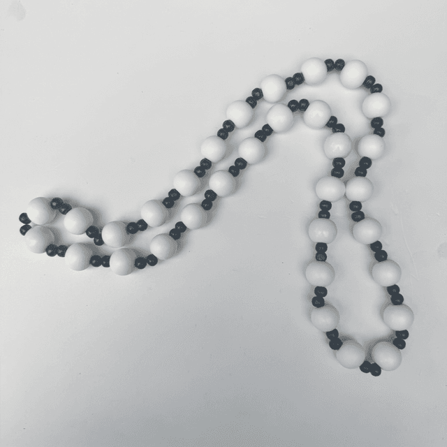 20mm Wooden Beaded Chain - White with black detail